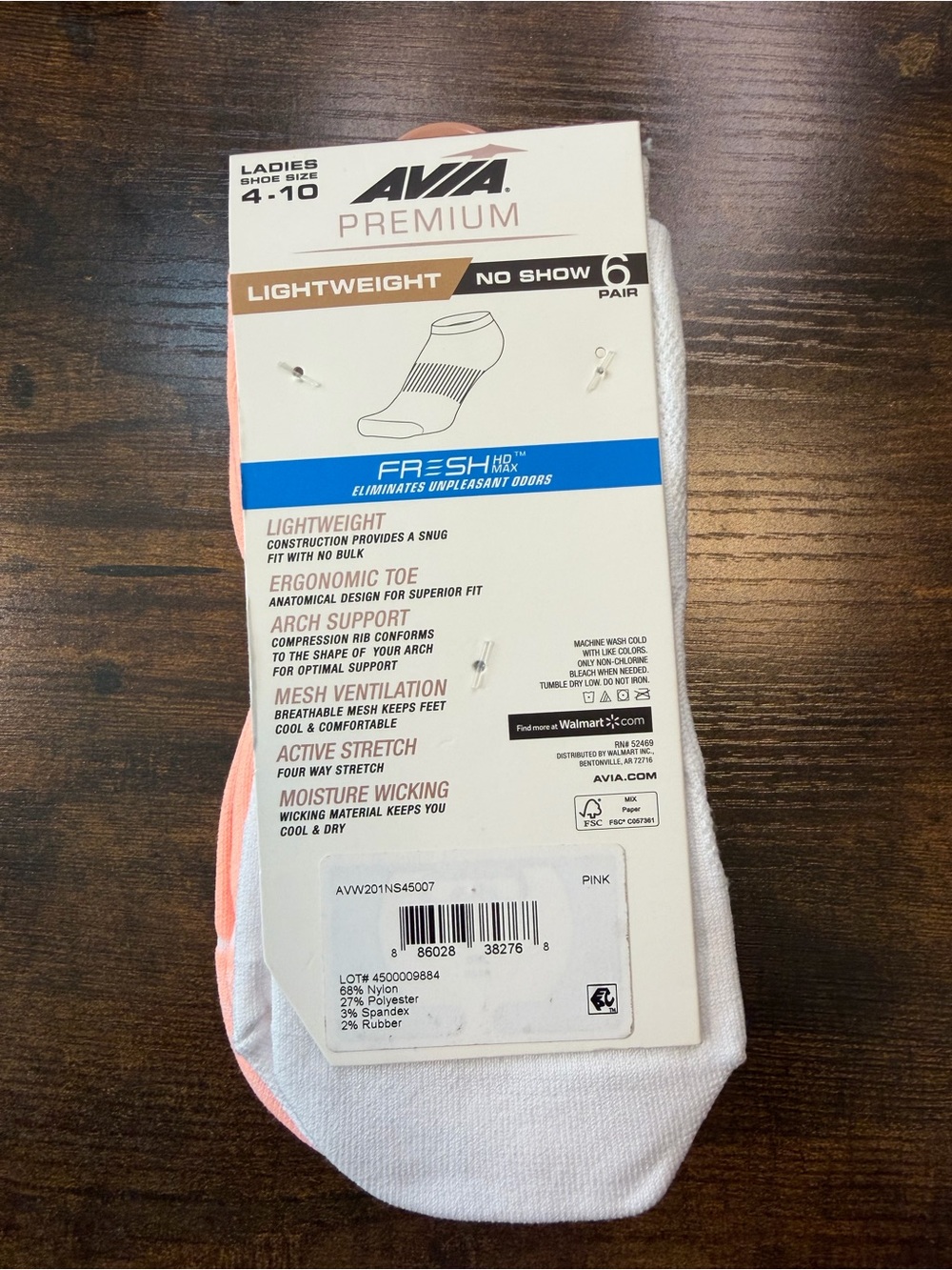 AVIA Premium Lightweight No-Show Socks - Peach (6 Pair). NEW - Picture 3 of 4